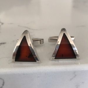 Sterling silver , Amber Stone men’s cufflinks .